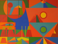 Ramon Vergara Grez - Bienvenido a America Siglo XXI, oleo sobre tela, 160 x 160 cms 1994 Fotografia, Francisco Stecher Ruiz